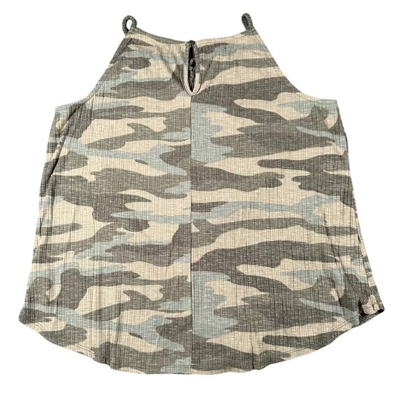 Maurices Womens L Camouflage Halter Top With Crochet Detail Lightweight Blend - Picture 6 of 7